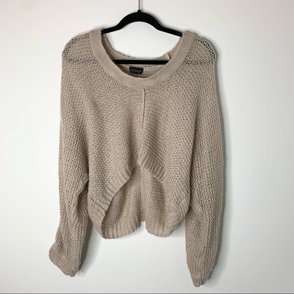 Topshop Sweaters - Topshop Cropped Knit Long Sleeve Sweater Taupe Size US 4